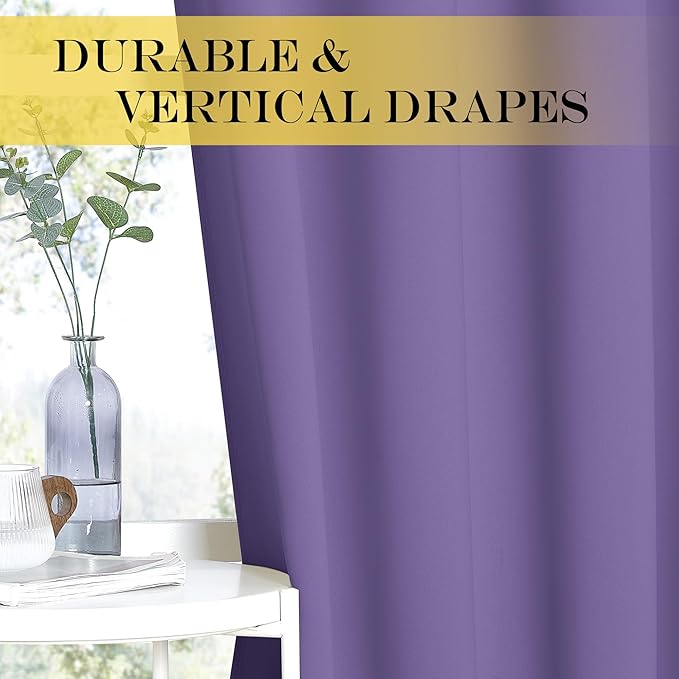 NICETOWN Blackout Short Curtain 63 inches Long for Windows, Thermal Insulated Curtain Grommet Room Darkening Window Treatment for Bedroom/Living Room, 1 Panel, W46 x L63, Lilac Purple