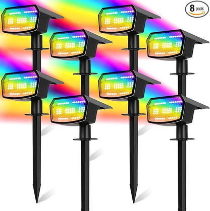 Sucolite 8-Pack Solar Spot Lights Outdoor Waterproof IP65, 3 Lighting Modes 2-in-1 Solar Landscape Spotlights for Yard, 59 LED Solar Powered Wall Lights for Garden Pathway Driveway Walkway, Multicolor