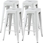 Yaheetech 30 Inch Metal Bar Stools Set of 4, Bar Height Backless Bartools, Industrial Stackable Bar Chairs with Footrest for Kitchen/Dining Room/Bistro/Patio, White