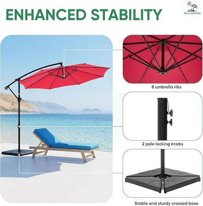 NEWBULIG 10FT Patio Umbrella, Offset Cantilever Outdoor Patio Table Umbrella, UV Protection, Fade Resistant Fabric, Easy Tilt Adjustment for Pool, Deck, Garden, Backyard