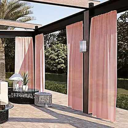 SpaceDresser Waterproof Outdoor Sheer Curtains for Patio - 2 Panels Rod Pocket Indoor Voile Sheer Curtain for Living Room,52W x 108L inch, Blush