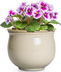 6 Inch Self Watering Pots for Indoor Plants, Ceramic African Violet Pots with Absorbent Inner Pot, Easy Self Watering Planter, Round Ceramic Flower Pot, Patio Decor, Gardening Gifts, Beige