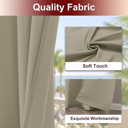 HolidayIdeas Grommet Outdoor Curtains for Patio Waterproof 8 Pcs All Weather Balcony Outside Curtains for Apartments, Gazebo, Pergolas, Porch, 54x108 Inch, Taupe