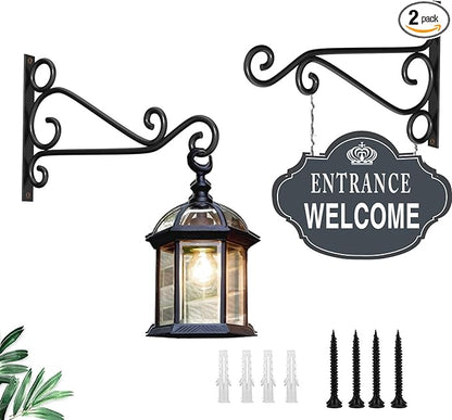 Fashion&cool Wall Hanging Plant Brackets, 12 Inch Retro Heavy Duty Iron Plant Hanger Bracket, Indoor Outdoor Plant Hanger Hook for Hanging Plants Bird Feeder Lantern Wind Chimes