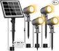 CLY 4-in-1 Solar Spot Lights Outdoor with 14M Cable Solar Powered Landscape Lighting Low Voltage IP66 Waterproof Auto On/Off for Outside Garden Yard Landscape Pathway 2700K Warm White