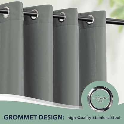 Patio Curtains Outdoor Waterproof - 6 Panels Privacy Weatherproof Outside Curtains with Grommets for Pergola, Gazebo, Porch, Cabana, Balcony, 54 x 95 Inch, Grey