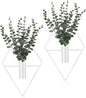Jexine 4 Pcs Hanging Planters with Artificial Eucalyptus Metal Hanging Vase Indoor Plants Holder Modern Geometric Boho Bathroom Wall Decor for Living Room Home Office (Eucalyptus,White)