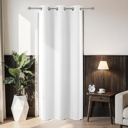 Joydeco Blackout Door Curtain for Doorway Privacy 72 Inches Long, Grommet Closet Curtain for Open Closet, Room Divider for Bedroom Living Room (Pure White 52Wx72L, 1 Panel)