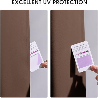 NICETOWN Fade Resistant Patio Curtains Outdoor Waterproof, Fade-Proof Curtains Grade 4 Color Fastness Certified, Thermal Insulated Privacy Sun Shades for Gazebo, Lanai, W52 x L72, Tan, 2 Panels