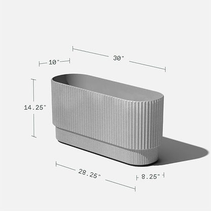 Veradek Demi Series Long Planter for Porch, Patio, Backyard | Durable Plastic-Concrete Material | Modern Décor for Shrubs, Flowers