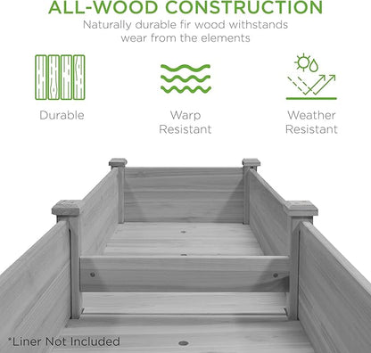 Best Choice Products 72x24x30in Raised Garden Bed, Elevated Wood Planter Box Stand for Backyard, Patio, Balcony w/Divider Panel, 6 Legs, 300lb Capacity - Gray