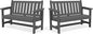 SERWALL Outdoor Bench, HDPE Outdoor Benches Weatherproof, 2-Person Garden Bench with 660 lbs Weight Capacity, Patio Benches for Outdoors, Garden, Porch, Backyard and Park, Grey, 2 Pack