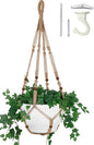 43 Inches Macrame Planter Hanger Large for 12 inch Pot + Swag Hook (Extra Long & Big) | Large Hanging Planter for Indoor Plants | No Tassel, Cotton Rope, NO Pot/Plant Included (Jute)(XL)