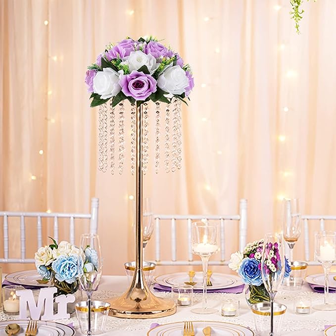 Artificial Flower Balls, Lilac and White Silk Rose Centerpieces