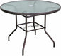 Garden Elements Outdoor Patio Furniture, Round Dining Table, Steel Base and Rim with Water-Wave Glass Top, Brown, 40"
