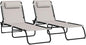 Outsunny Folding Chaise Lounge Chair Set of 2, Patio Sun Tanning Chair, Outdoor Chaise Lounger with 4-Position Reclining Back, Breathable Mesh Seat for Beach, Poolside, Cream