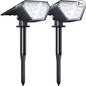 Biling Solar Spot Lights Outdoor, 2-in-1 Solar Landscape Lights 12 LED Bulbs Solar Powered IP67 Waterproof Adjustable Wall Light for Patio Pathway Yard Garden Driveway Pool - White（2pack）