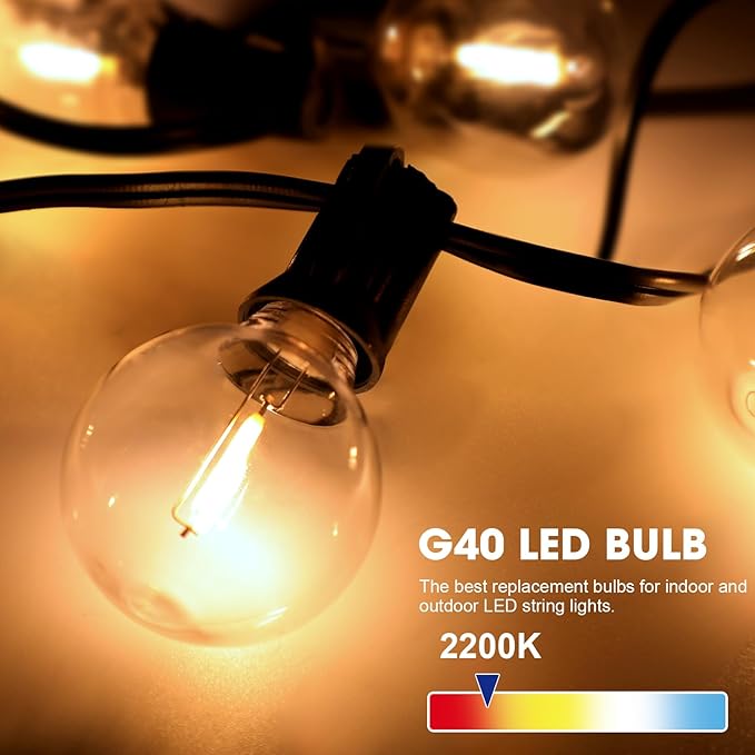 LED G40 Replacement Bulbs, E12 Base, 50 Pack, Clear Globe