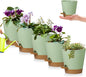 5 Pack 5 inch Self-Watering Pots, African Violets Planter with Drainage Holes and Reservoir, Green Brown Plastic Planter for Indoor Outdoor Plants Flowers and Houseplants Green Brown, 5 inch 5 pcs