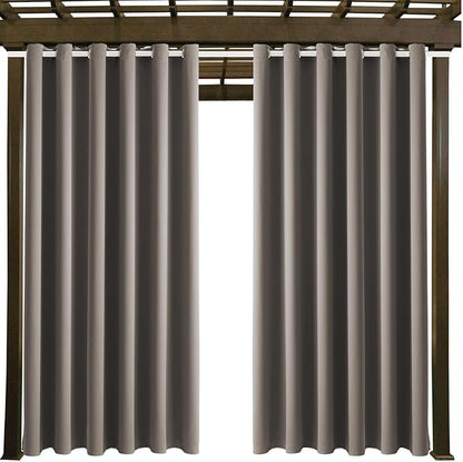 DIVA EN CAMINO DEC Outdoor Patio Curtain Waterproof Darkening Thermal Insulated Indoor Curtains for Bedroom, Porch, Living Room, Pergola, Cabana, W84 x L108, Taupe, Set of 2 Panels