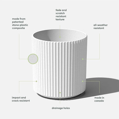 Veradek Demi Series Round Planter for Porch, Patio, Backyard | Durable Plastic-Concrete Material | Modern Décor for Tall Plants, Flowers