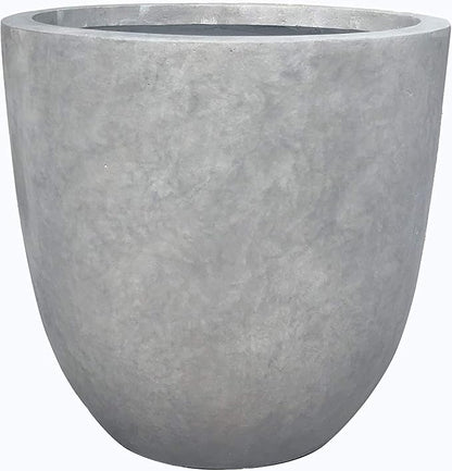 Kante 14 Inch Dia Round Concrete Planter, Indoor Outdoor Large Plant Pot with Drainage Hole and Rubber Plug for Home Patio Garden, Natural Concrete