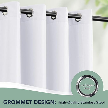 White Outdoor Curtains for Patio Waterproof - 8 Panels Privacy Weatherproof Outside Curtains with Grommets for Pergola, Gazebo, Porch, Cabana, Balcony, 54 x 84 Inch