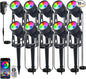 Smart RGB Low Voltage LED Spotlights, APP & Remote Control,Synchronous Dimming Lighting System, IP65 Waterproof,16 Million Colors for Outdoor Landscape,Yard,Garden,Holiday Decoration (10 Pack)