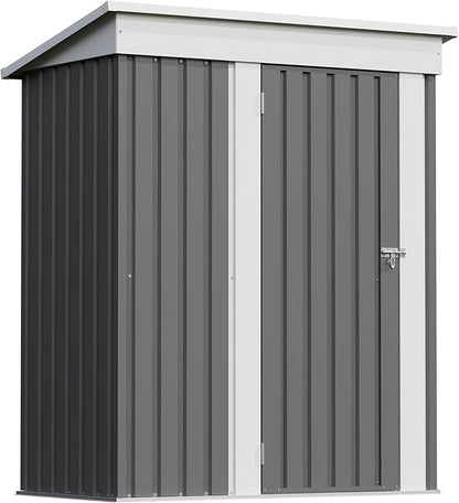 Patiowell 5x3 FT Outdoor Storage Shed, Garden Tool Shed with Sloping Roof and Lockable Door, Metal Shed for Backyard Garden Patio Lawn, Gray