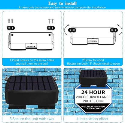 OOSSXX Solar Power Deck LED Light Clip-On Yard Security Sign Spotlight (Large Capacity Battery, Max14 Hours Working)