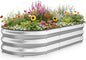Kesfitt Raised Garden Bed, 5x2x1 FT Galvanized Steel Metal Raised Garden Bed, Oval Open-Bottom Design, 12-Inch Deep for Outdoor Vegetable & Herb Gardening, Silver