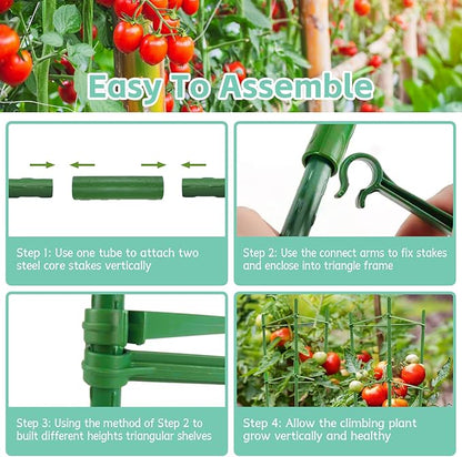 Riare 2 Pack 4 FT Tomato Cages for Garden- 48inches Heavy Duty Garden Stakes, Adjustable Tall Tomato Plant Support Tomato Trellis Cage for Pots, Raised Garden Bed, Climbing Vegetables Plants Flowers