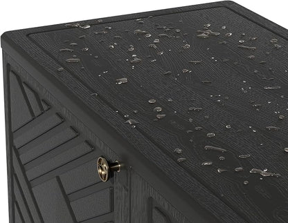 ADDOK Indoor Outdoor Plastic Storage Cabinet 34"x15"x34" with 1 Shelf, Outdoor Storage Shed for Living Room, Hallway, Balcony, Garage, Garden,Black