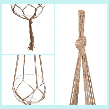 EBOOT 2 Pack 48 Inch Large Macrame Plant Hanger Rope to Hang Flower Pot Plant Holder for Indoor Outdoor Decorations, 4 Legs (Linen Color)