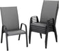 JEAREY Patio Dining Chairs Set of 6, Outdoor Stackable Dining Furniture Set, All Weather Dining Set for Lawn, Garden, Backyard, Poolside, Grey
