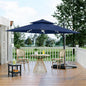 Garvee 10 ft Solar Lights Cantilever Patio Umbrella with Base Included, 360° Rotation Offset Umbrella, Easy Crank & Tilt Adjustment, UV Protection for Backyard, Poolside, Deck -Navy Blue