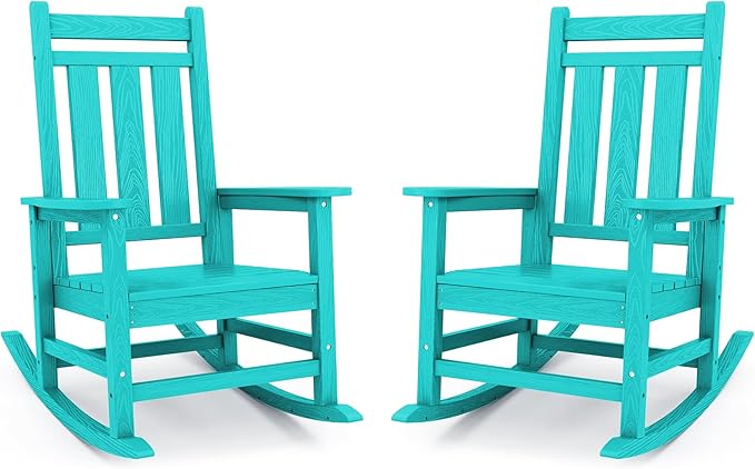 Outdoor Rocking Chairs Set of 2, Aruba, 350 lb Capacity, HDPE