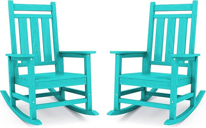 Outdoor Rocking Chairs Set of 2, Aruba, 350 lb Capacity, HDPE