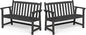 Ciokea 48" Outdoor Bench Set of 2, HDPE Weatherproof Garden Bench, 2-Person Memorial Benches with 550 Lbs, Waterproof Patio Porch Benches for Outside Business Deck Office Backyard Balcony, Black