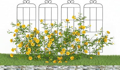 4 Pack 31'' Plant Trellis for Climbing Plants Indoor & Outdoor, Metal Trellis for Potted Plants, Plant Support for Houseplant, Vines, Pothos, Rose, Ivy, and Flowers, Black