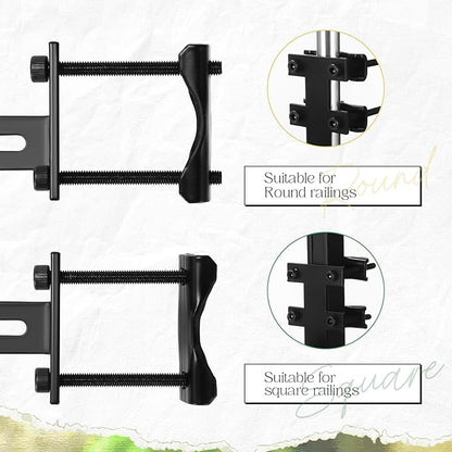 6 Pcs Window Box Brackets Adjustable Planter Box Brackets Heavy Duty Deck Railing Planter Flower Holder for Railing Patio Garden Fence Balcony Outdoor