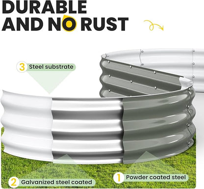 Galvanized Raised Garden Bed 6x3x1 FT, Oval Metal Raised Garden Bed Outdoor Planter Box with Open Bottom, Rust-Resistant Steel Garden Bed for Vegetables Herbs Flowers, Easy Assembly