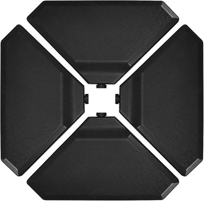 Tangkula 4PCS Cantilever Offset Patio Umbrella Base Weight Stand, 195lbs Triangle Shaped Sand Water Filled Weight Outdoor Umbrella Base Plate w/Easy-Fill Spouts, Funnel, Concave Handles