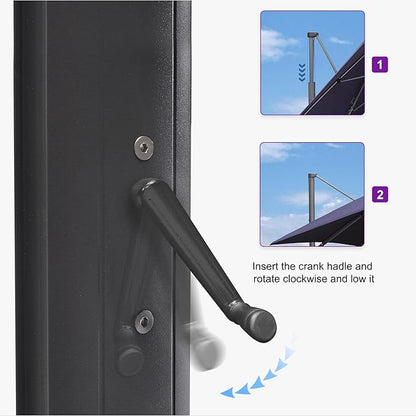 PURPLE LEAF 11.5' X 11.5' Telescopic Patio Umbrella with Base Included Lifting Cantilever Offset Square Large Umbrella for Pool Outdoor Patio Deck Garden Navy