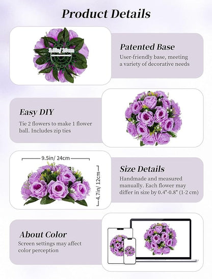 Artificial Flower Ball Centerpieces, Lilac Silk Roses