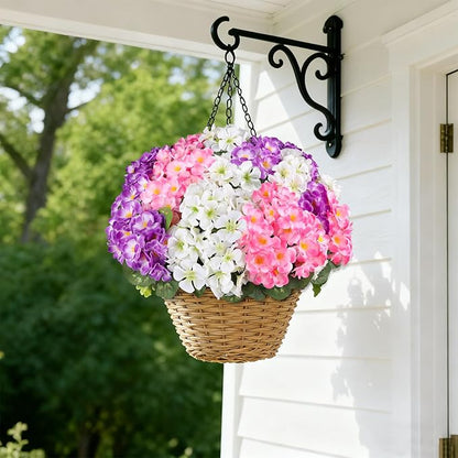 Artificial Geraniums Flowers for Outdoors, 6 Bundles Realistic Silk Fake Geranium, No Fade Faux Plants for Hanging Baskets, Window Boxes, Planters - Porch, Patio, Garden Decor(Mix Colors)