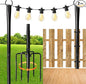 2 Pack 10FT Lighting Hanging Pole for Outside, Waterproof Hardened Metal Outdoor String Light Poles for Patio, Garden, Bistro, Wedding, Parties