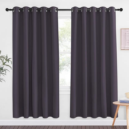 NICETOWN Greyish Purple Blackout Curtains for Bedroom 72 Inches Long, Thermal Insulated Room Darkening Grommet Window Curtains for Living Room Nursery, 66 inch x 72 inche, 1 Panel