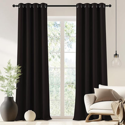 NICETOWN Blackout Drapery Curtain Panel 90 inches Long - Window Treatment Thermal Insulated Grommet Blackout Curtain/Drape for Bedroom Living Room (Toffee Brown, 1 Panel, 46 by 90 inches)