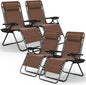Nestl Zero Gravity Chairs Set of 4, Patio Lounge Chair Outdoor with Pillows & Cup Holder Trays, Adjustable Steel Mesh Reclining Camping Chair, Folding Patio Lawn Chair for Deck, Beach, Yard - Brown